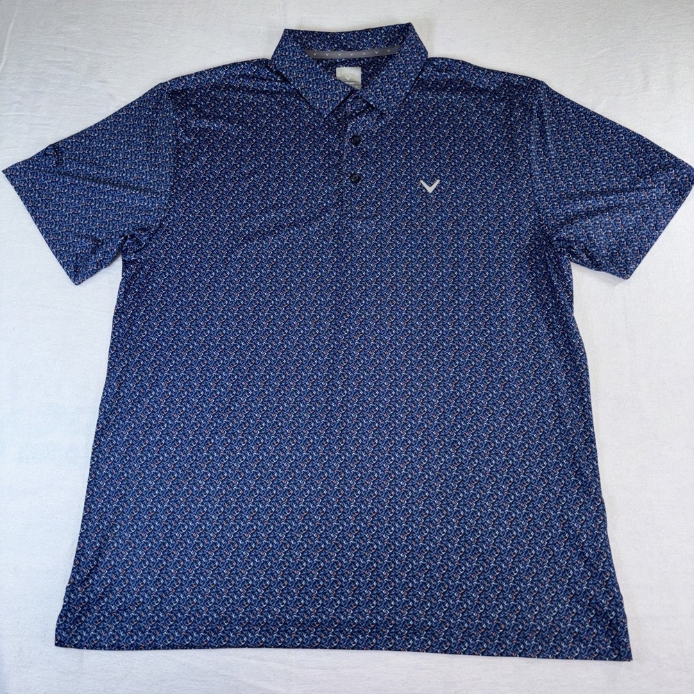 L / LARGE - BLUE - Callaway Men's Opti-Dri Moisture Wicking Polo Shirt